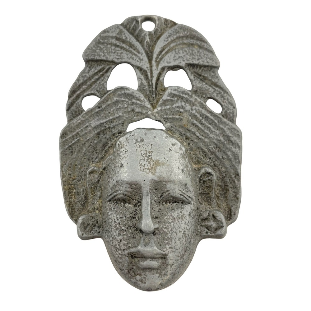 Art Nouveau Maiden Mask Cast Metal Furniture Mount Figural Architectural Salvage